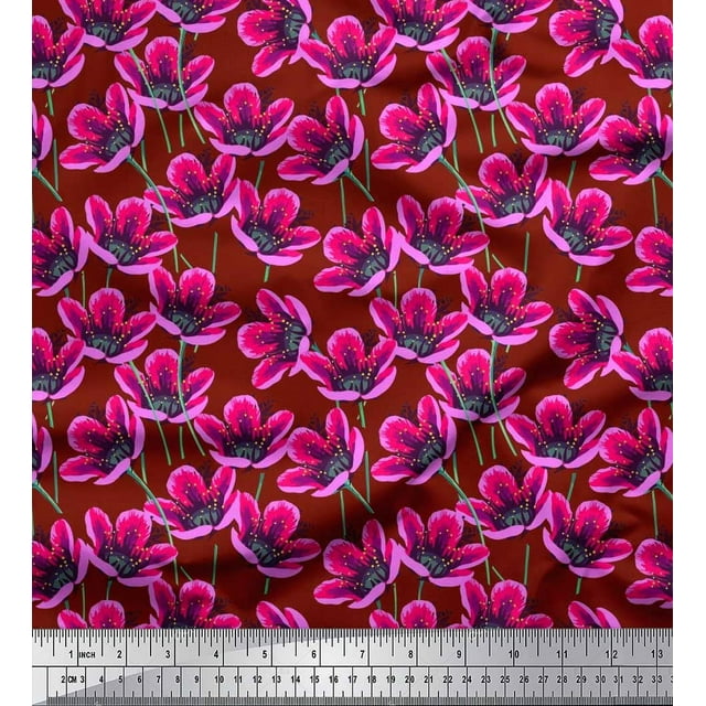 Soimoi Rayon Fabric Artistic Floral Print Sewing Fabric Yard 42 Inch Wide