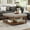 Linen, variant on S-HOME Large Square Upholstered Tufted Linen Ottoman, Spacious Coffee Table with Solid Wood Shelf