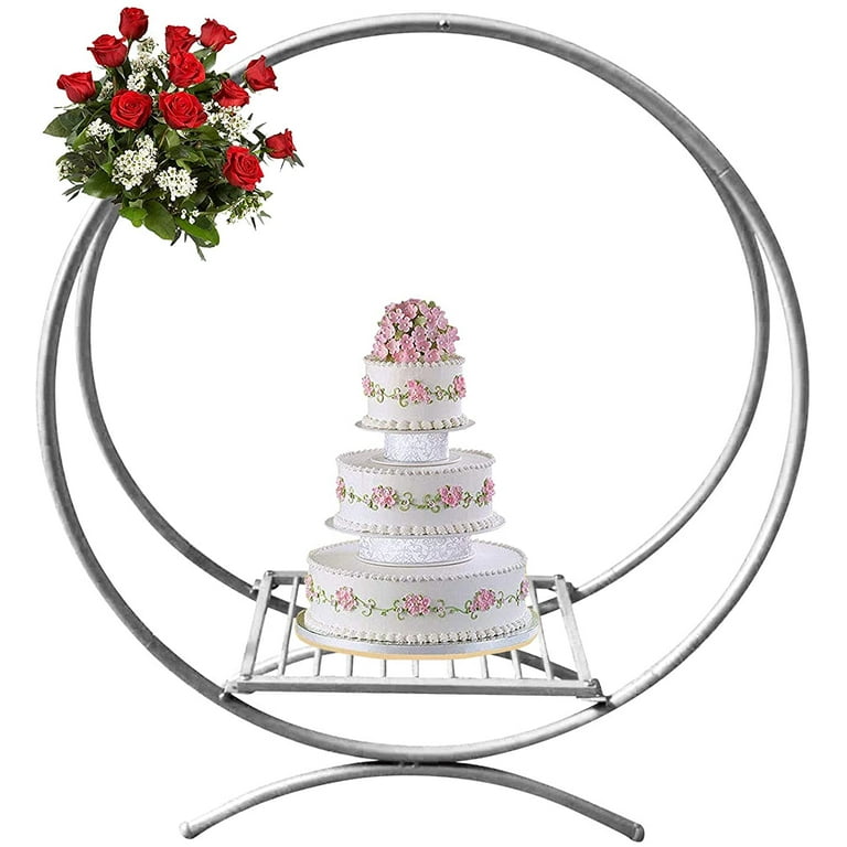 Miumaeov Decorative Circular Wedding Arch Backdrop Cake Stand with Bases  Photo Booth Background Flower Stand for Wedding Ceremony Reception Birthday  Party Garden Outdoor Ceremony Decor (Silver, 80) 