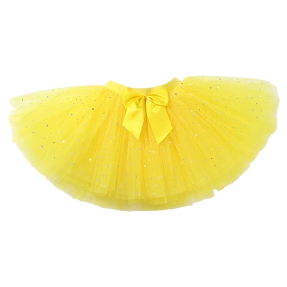 KHONTS Girl's Princess Dress up Tulle Tutu Skirt with Sparkling Sequins,Size 4-12 Years Yellow M
