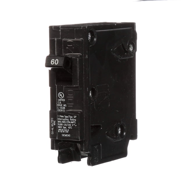 Interruptor termomagnético Siemens Q160 de 60 A, 120 V, 1 polo