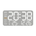 thumbnail image 1 of Reloj de pared digital con visualización de fecha de la semana, moderno, práctico, despertador LED, reloj de escritorio para dormitorio y aula Concha blanca, 1 of 8