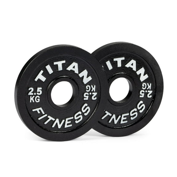 Titan Fitness 2.5 KG Olympic Calibrated Steel Powerlifting Plates, Machine Precision Steel Discs, Sold in Pair
