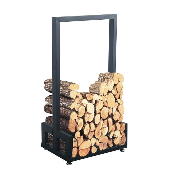 MBQQ Support de Bûches de Bois Industriel et Rustique Robuste pour Décoration de Foyer Domestique, Supports de Bois de Chauffage en Fer Forgé Intérieur Extérieur, Empilage de Rangement pour Bois, Noir