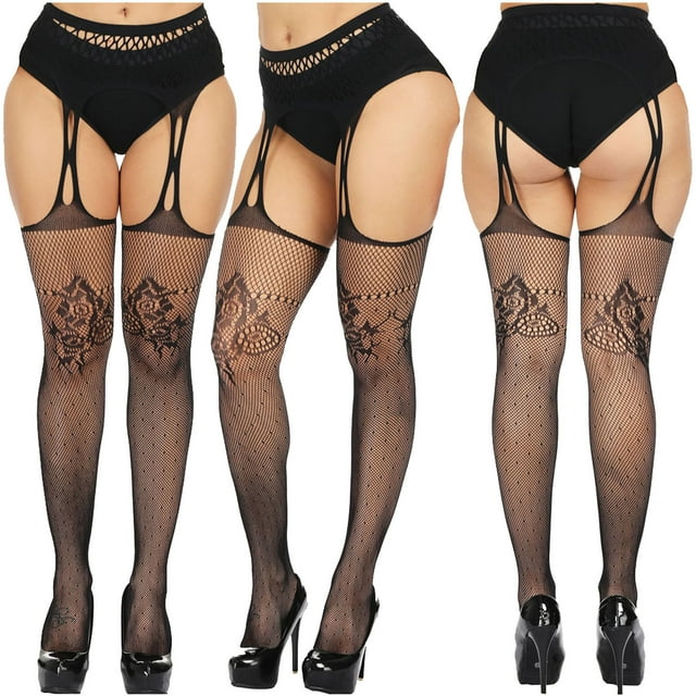 Qertyioot Collants Mode Leggings Unis Pantalons Dentelle Grande Taille Bas Résille Bas en Filet