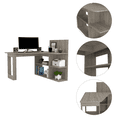 thumbnail image 2 of Boahaus Kochi L-Shaped Desk, 3 Open Shelves, for Adults, Grey, 2 of 5