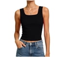 thumbnail image 6 of COMVALUE Women Built-in Bra Tank Tops Sleeveless Crewneck Rib Knit Shirts Slim Fit Basic Tee Tops (Black, XL), 6 of 7