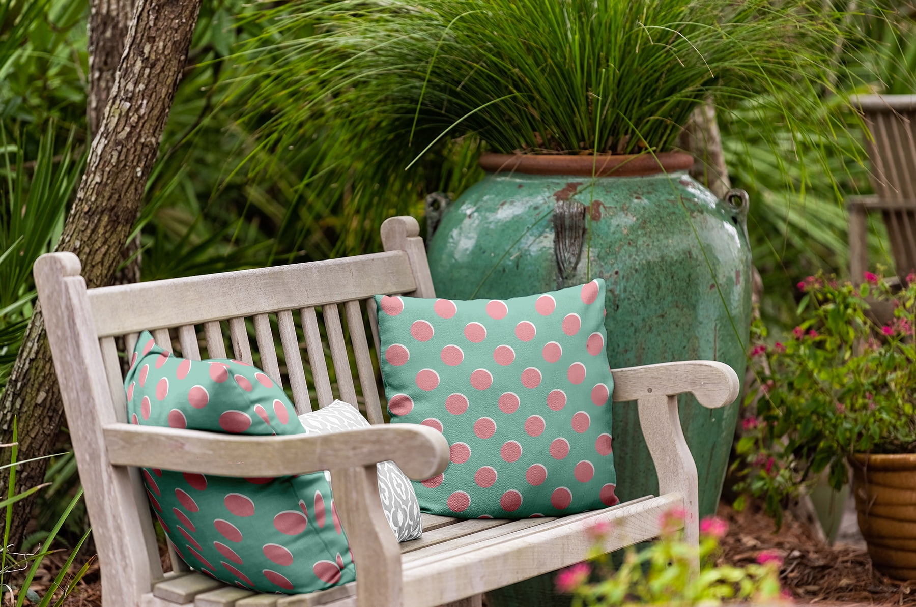 20" x 20" Simply Daisy Polka Dots Polyester Indoor/Outdoor Pillow, Spring Green Qty 1