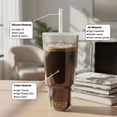 thumbnail image 6 of 40oz Insulated Clear Tumbler with Handle and Lid & Straw, Reusable Travel Mug for Cold and Hot Drinks, Double-Wall Plastic Water Bottle | Crystal-Clear | Car Cup Holder Fit | Leakproof | BPA-Free, 6 of 7