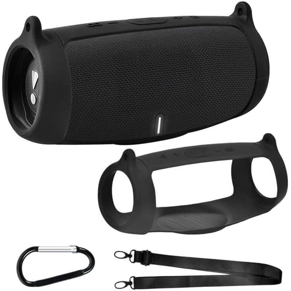 Silicone Case Cover for JBL Charge 5 Portable Bluetooth Speaker, Travel Gel Soft Skin, Waterproof Rubber Carrying Pouch (Black)