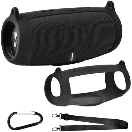 Silicone Case Cover for JBL Charge 5 Portable Bluetooth Speaker, Travel Gel Soft Skin, Waterproof Rubber Carrying Pouch (Black)