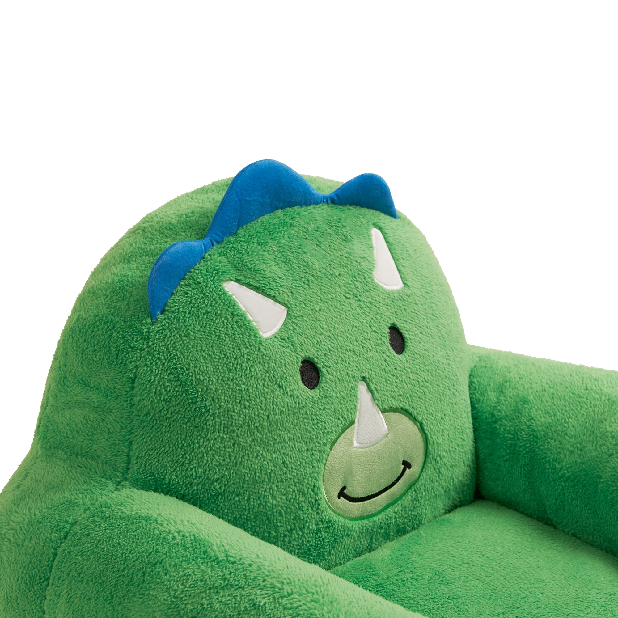 Lounge & Co Kids Dino Large Foam Filled Bean Bag Chair, Green Plush, 25" W x 20" D x 23" H