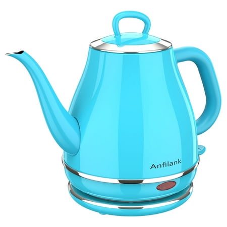 Anfilank Gooseneck Electric Kettle(1.0L), 100% Stainless Steel BPA Free Classic Pour Over Coffee Kettle, Electric Teapot with Auto Shut-Off Protection,1500 Watt Quick Heating(Turquoise)