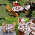 thumbnail image 4 of Christmas Round Tablecloth for 36-44 Inch Tables, Fitted Table Cover with Elastic Edge, Xmas Snowman Tree Snowflake Balls Waterproof Outdoor Table Cloth Protector for Patio Garden Dinner Picnic, 4 of 9