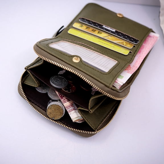 LOLIPPYY Mini Purse Set with Key Holder, Small PU Wallet for and Cards, Coffee Color
