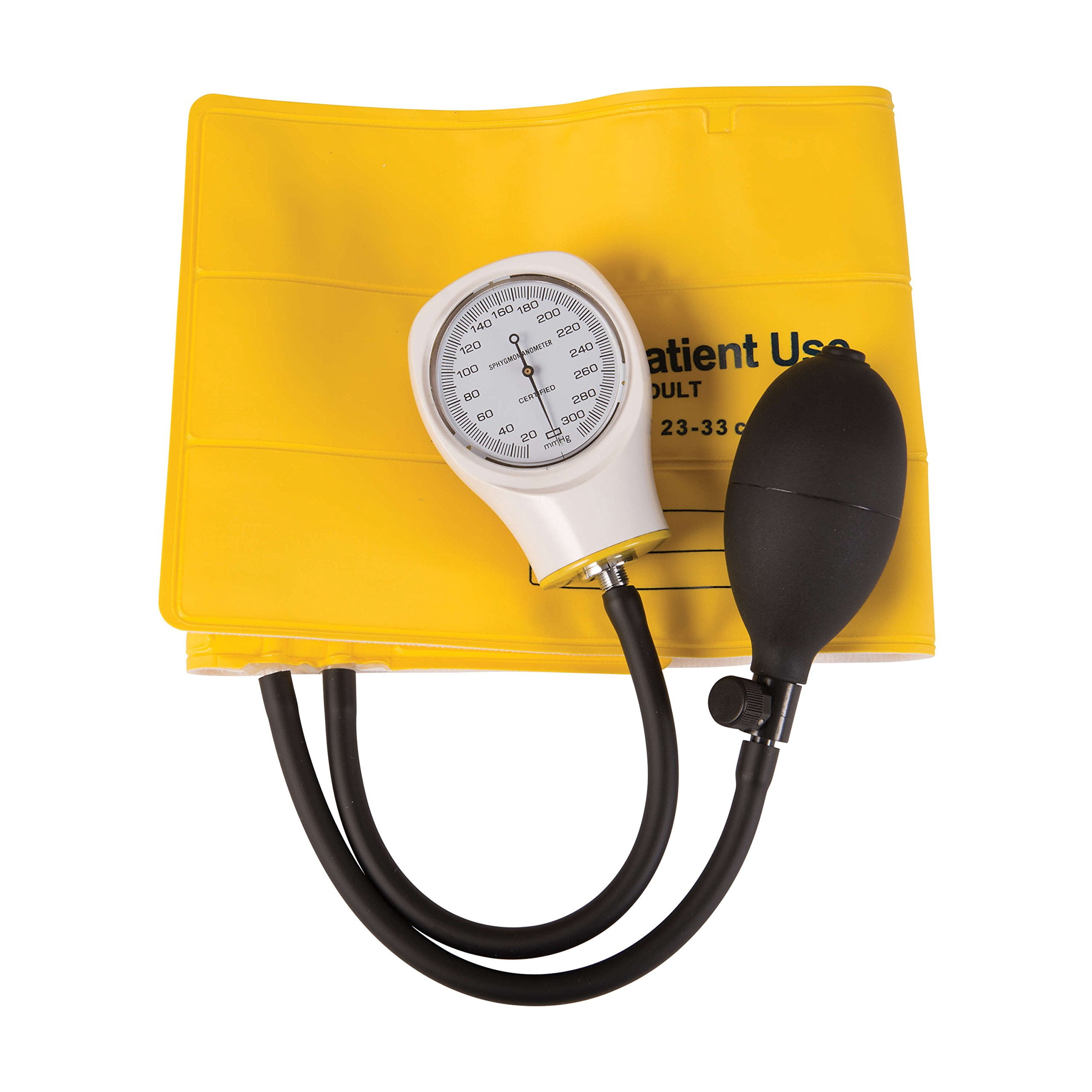 MABIS Disposable Arm Blood Pressure Cuff, Manual Sphygmomanometer, Single Use, Adult Size, Box of 5, Yellow