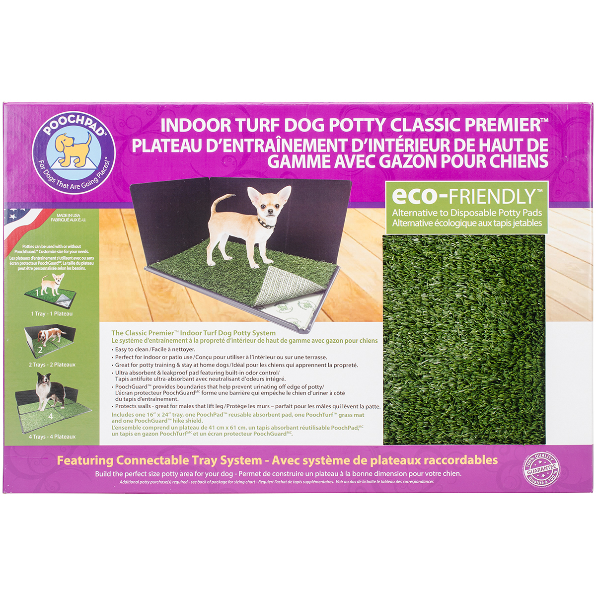 Indoor Turf Dog Potty Classic Premier Connectable 16"X24"With Pad/Hike