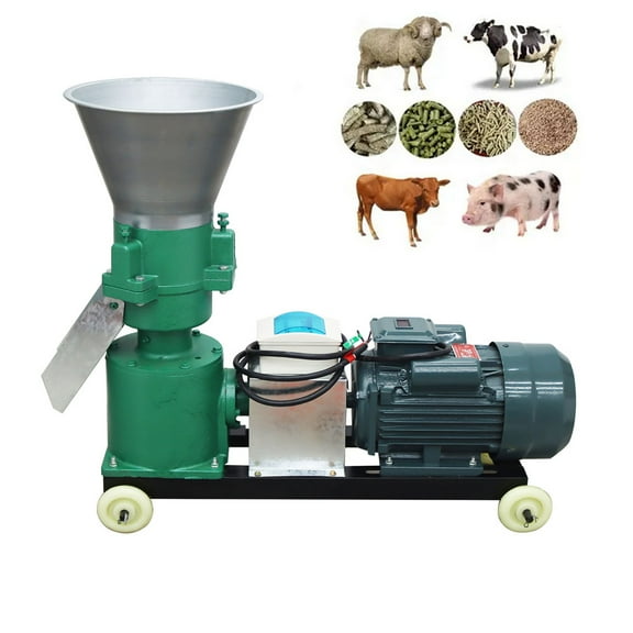 10MM Feed Pellet Mill Machine Chicken Duck Animal Feed Making Machine with 3 Head Press Roller 220V
