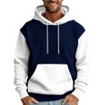 thumbnail image 2 of QHRMKOG Hoodies for Men Loose Fit Color Block Hooded Sweatshirts Casual Long Sleeve Drawstring Pullover Hoodie Fall Warm Tops with Pockets White L, 2 of 5