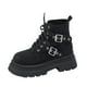 thumbnail image 1 of NECHOLOGY Botas Mujer Zapatos Botines de mujer Botas de tobillo gruesas de tacón grueso con cordones decorativos con hebilla de cinturón de cuero sólido a la moda para mujer (Black, 8), 1 of 6