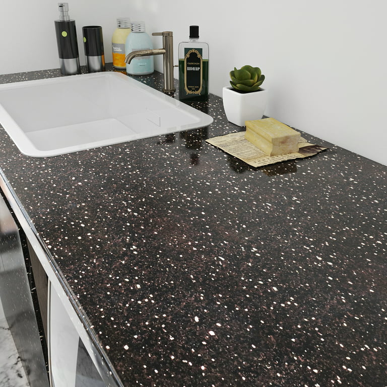 Glossy Slate Gold Marble Counter top Contact Paper Waterproof 15.7'' X  118