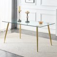 thumbnail image 6 of 63" Rectangular Glass Dining Table with 4 Metal Legs, Modern Dinner Table, 6 of 7
