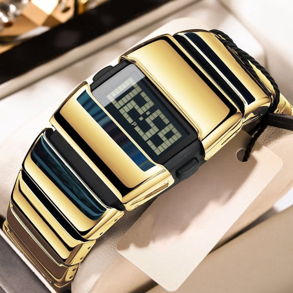 POEDAGAR Mens Stainless Steel Digital Watch LED Backlight Sport Wristwatch with Alarm Calendar Chronograph Casual Daily Wear Watch