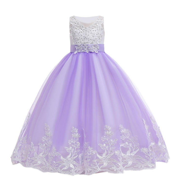 Jinhomg Flower Girl Dresses Cute Floral Embroidered Maxi Dress Elegant Sleeveless Backless Wedding Party Dresses 2025 Trendy Mesh Evening Gowns with