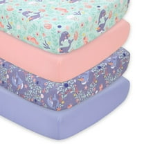 The Peanutshell Ocean Girl Microfiber 4-Pack Crib Sheets