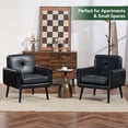 thumbnail image 6 of Upholstered Accent Chair Set of 2, Mid Century Modern PU Leather Armchair, Comfy Living Room Reading Chair with Thick Cushion for Bedroom Home Office (Black), 6 of 10