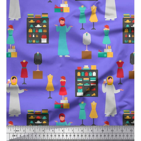Soimoi Purple Poly Georgette Fabric Accessories Fashion Print Sewing Fabric Yard 42 Inch Wide
