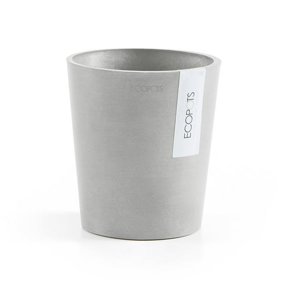 Ecopots Morinda Durable Modern Round Indoor/Outdoor Recycled Based Composite Orchid Flower Planter, White Grey, 5.5"