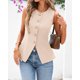 thumbnail image 2 of Chaleco BTFBM Blazer de verano sin mangas para mujer, color beige, talla L, 2 of 6