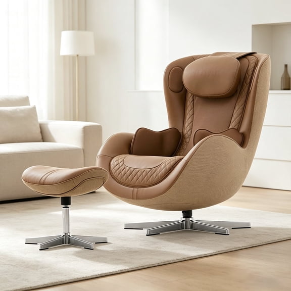 Nouhaus NOU Campo Heated Massage Chair, Zero Gravity Full Body Recliner with 3D Massage & Dual Speakers for Living Room (Dark Caramel)