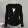 thumbnail image 2 of zbxnLI Long Sleeve Tops for Women V Neck Ruched Casual Blouses Shirts Fall Winter Fashion Loose Pullover Outfits, 2 of 3