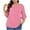 Pink, variant on Aofany Plus Size Tops for Women 3/4 Ruffled Sleeve Solid Color T Shirts Casual V-neck Pleated Loose Fitting Cotton Tunics