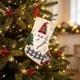thumbnail image 5 of Yangka Christmas Decoration Rustic Burlap Embroidered Stocking With 3D Santa Reindeer Applique And Plaid Cuff For Fireplace Mantel Holiday Party Decor,Beige, 5 of 5