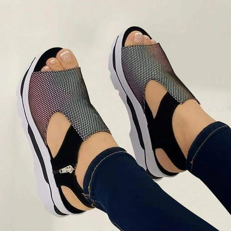 

Homedles Sandals for Women- Comfortable Beach Open toe Flat Gift for Women Casual Platform Sandals Black 36