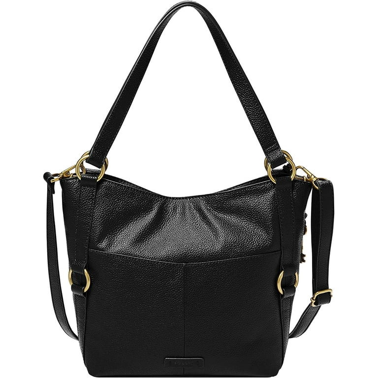 Fossil Womens Sam Leather Shopper Tote Purse Handbag Black Large Walmart