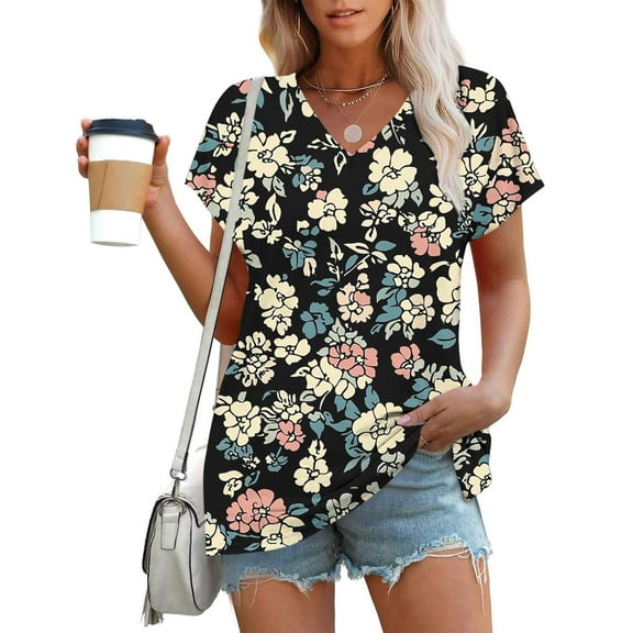 Pohista Summer Tops for Women Trendy Womens T Shirts Casual Dressy Blouses for Women Summer Womens Short Sleeve Tops for Work my saved for later items