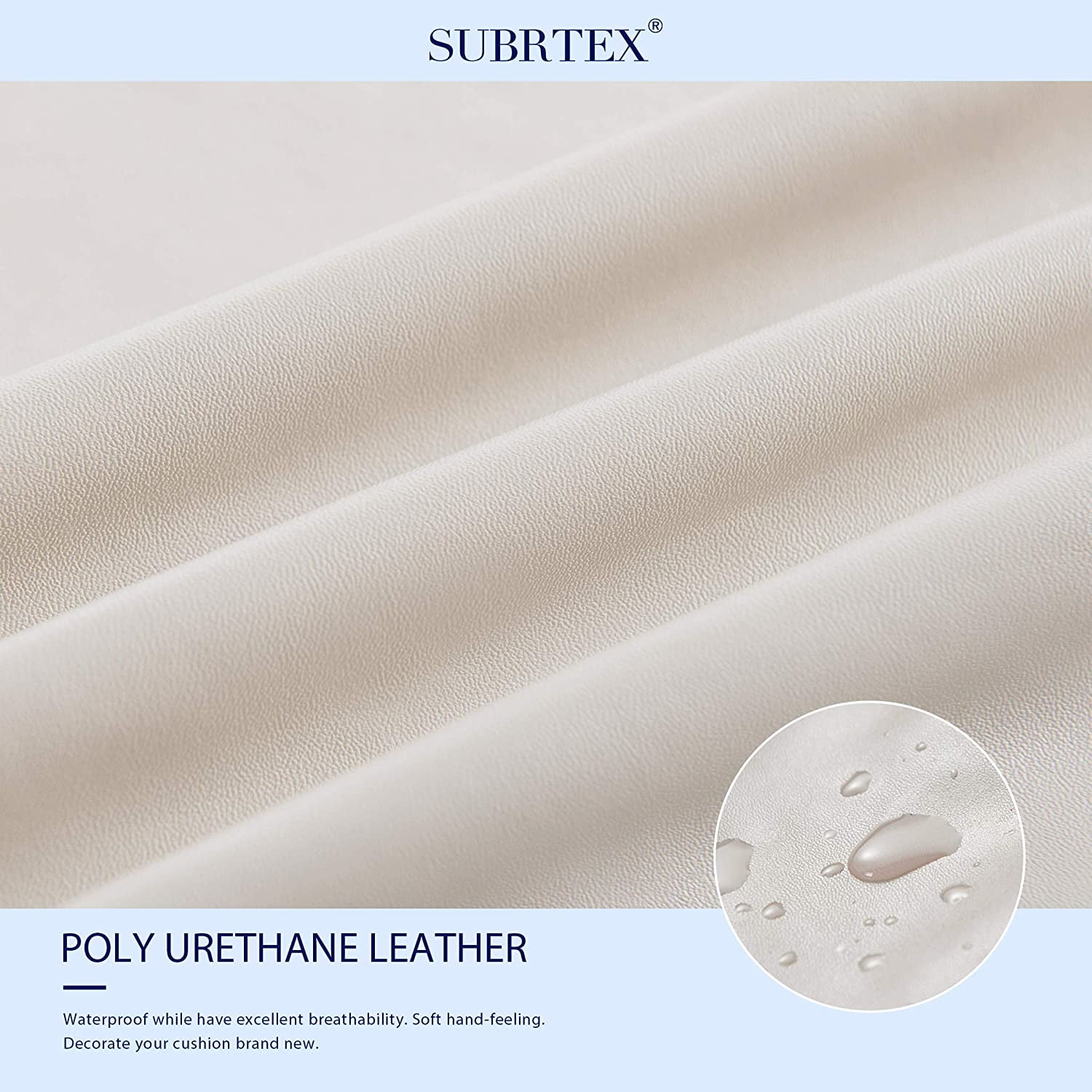 Subrtex Elastic PU Leather X-Large Sofa Cushion Covers Sun-proof and Water-proof Furniture Protector (Ivory)