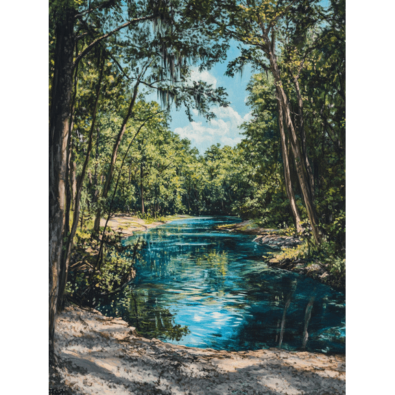 Serene River Landscape Canvas Print/Wall Art, Suitable for Living Room, Bedroom, Bathroom, Office, and Hallway Decoration.