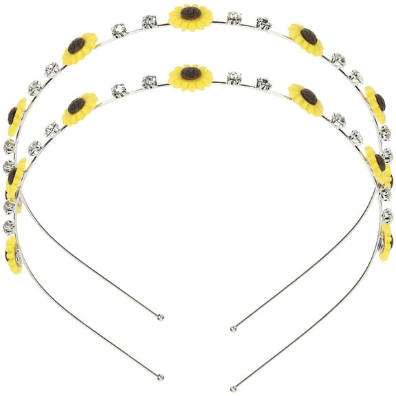 WHAMVOX Yellow Sunflower Headband for Women Stainless Steel Lightweight Decorative Hair Accessory 2pcs