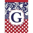 thumbnail image 5 of Monogram P Red White Polka Dot and Filigree Blue 18 x 13 Rectangular Applique Small Garden Flag, 5 of 7