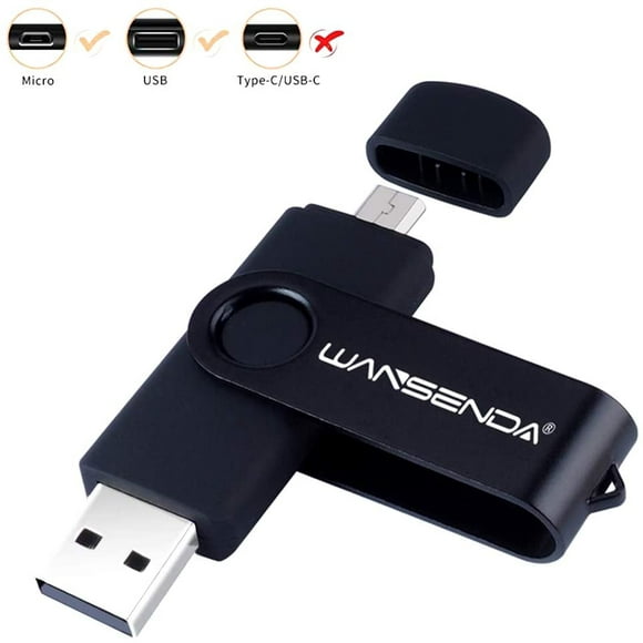 WANSENDA OTG 256GB Lecteur Flash USB Micro Stockage Photo USB pour Appareils Android / Pc / Tablette / Mac (Noir)