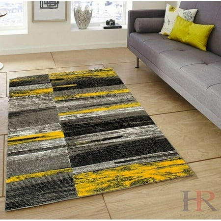 Handcraft Rugs Yellow Grey Silver Black Abstract Area Rug Handcraft Rugs Yellow Grey Silver Black Abstract Area Rug Modern Contemporary Divers Shades And Colors Design Pattern