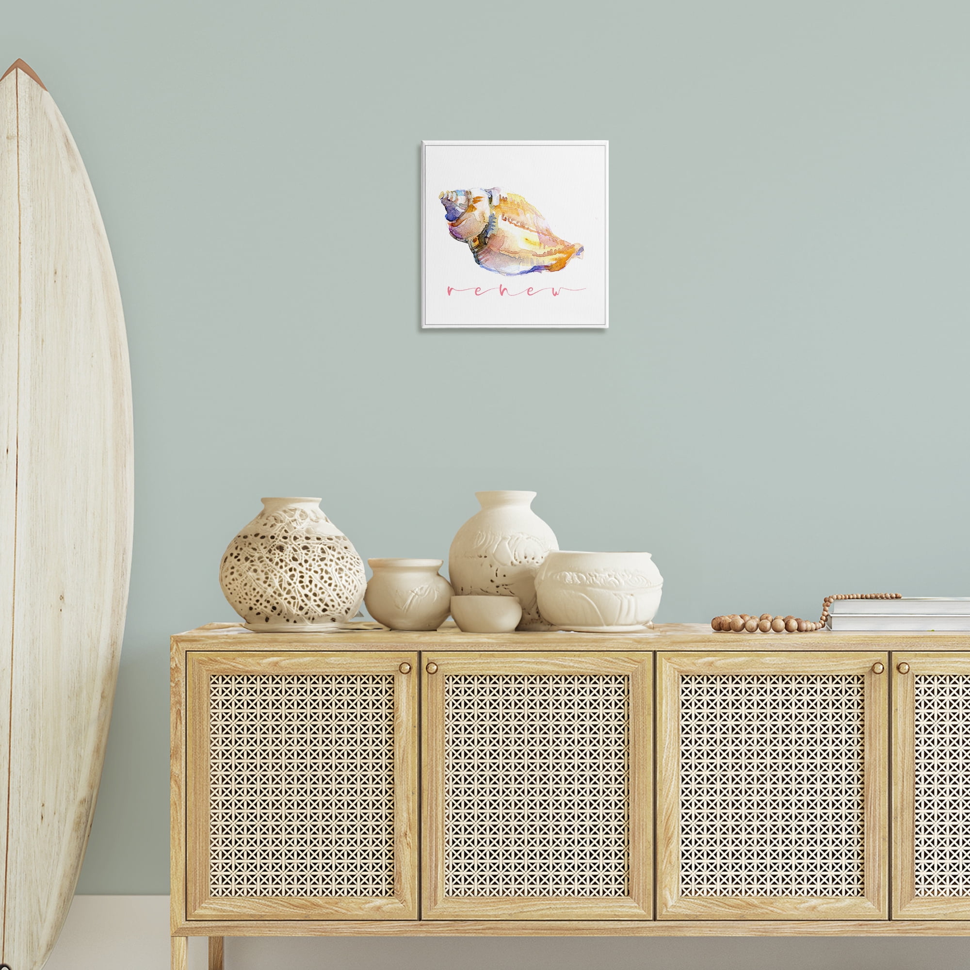 Stupell Industries Conch Shell Renew Nautical & Beach Painting Wrapped Canvas Art Print Wall Art, 17 x 17
