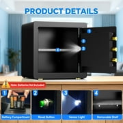 BESAFETY 2.5 Cuft Safe Box, Digital Keypad Home Security Safe With Fireproof Waterproof Bag & Adjustable Shelf