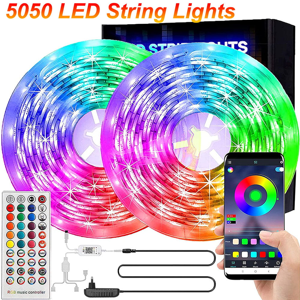 65.6ft 32.8ft 16.4ft Flexible Strip Fairy Light LED SMD Bluetooth Remote Lamp 