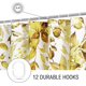thumbnail image 4 of Cortina de ducha de eucalipto amarillo, hojas de acuarela con flores, juego de cortina de baño con ganchos, 72 x 72, 4 of 6